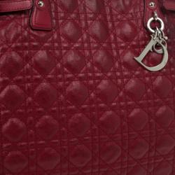 Pre Owned Christian Dior Cannage Quilted Coated Canvas Panarea Large Tote Bag