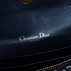 Pre Owned Dior Navy Blue/White Oblique Canvas and Leather Saddle Belt Bag