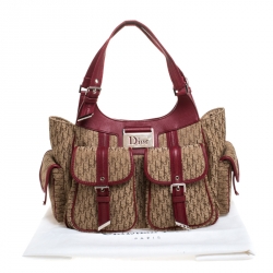 مملوكة مسبقًا حقيبة كتف ديور جيوب متعددة كانفاس ديوريسيمو حمراء / بيج