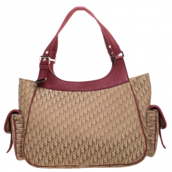 مملوكة مسبقًا حقيبة كتف ديور جيوب متعددة كانفاس ديوريسيمو حمراء / بيج