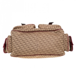 مملوكة مسبقًا حقيبة كتف ديور جيوب متعددة كانفاس ديوريسيمو حمراء / بيج