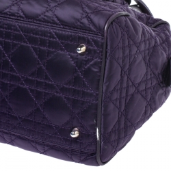 Pre Owned Dior Purple Cannage Satin and Leather Satchel