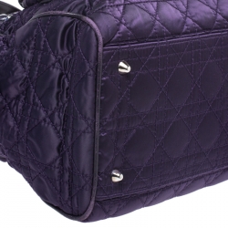 Pre Owned Dior Purple Cannage Satin and Leather Satchel