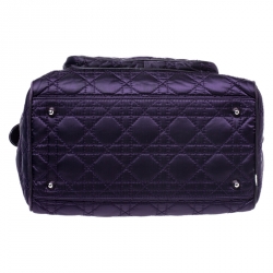 Pre Owned Dior Purple Cannage Satin and Leather Satchel