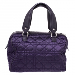 Pre Owned Dior Purple Cannage Satin and Leather Satchel