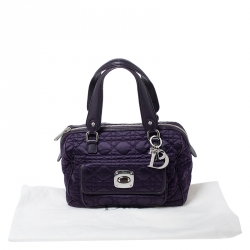 Pre Owned Dior Purple Cannage Satin and Leather Satchel