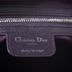 Pre Owned Dior Purple Cannage Satin and Leather Satchel
