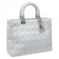 Dior White Cannage Leather Large Lady Dior Tote