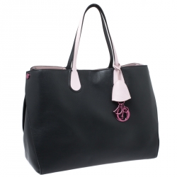 Pre Owned Dior Black Leather Large Dior Addict Shopper Tote