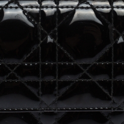 مملوكة مسبقًا Dior Black Cannage Patent Leather Wallet on Chain