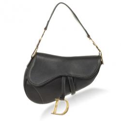 Christian Dior Black Leather Saddle Bag