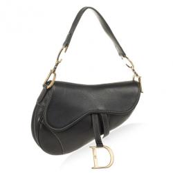 Christian Dior Black Leather Saddle Bag