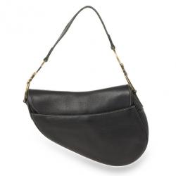 Christian Dior Black Leather Saddle Bag