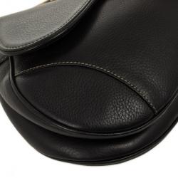 Christian Dior Black Leather Saddle Bag