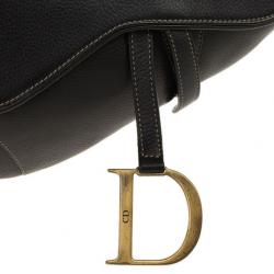 Christian Dior Black Leather Saddle Bag