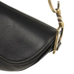 Christian Dior Black Leather Saddle Bag