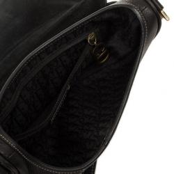 Christian Dior Black Leather Saddle Bag