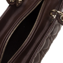 مملوكة مسبقًا Dior Brown Cannage Quilted Leather Medium Lady Dior Tote