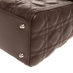 مملوكة مسبقًا Dior Brown Cannage Quilted Leather Medium Lady Dior Tote