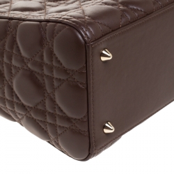 مملوكة مسبقًا Dior Brown Cannage Quilted Leather Medium Lady Dior Tote
