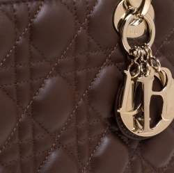 مملوكة مسبقًا Dior Brown Cannage Quilted Leather Medium Lady Dior Tote