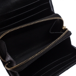 مملوكة مسبقًا محفظة ديور كومباكت ديورلينج جلد مبطنة كاناج سوداء