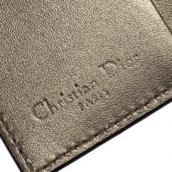 Pre Owned محفظة ديور ليدي ديور كومباكت فرنش جلد مبطن كاناغ ذهبية