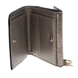 Pre Owned محفظة ديور ليدي ديور كومباكت فرنش جلد مبطن كاناغ ذهبية