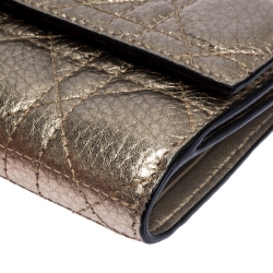 Pre Owned محفظة ديور ليدي ديور كومباكت فرنش جلد مبطن كاناغ ذهبية