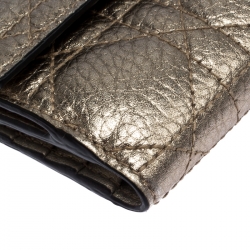 Pre Owned محفظة ديور ليدي ديور كومباكت فرنش جلد مبطن كاناغ ذهبية