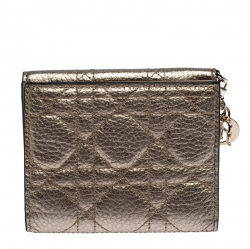 Pre Owned محفظة ديور ليدي ديور كومباكت فرنش جلد مبطن كاناغ ذهبية