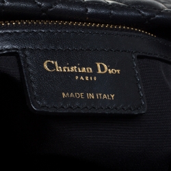 مملوكة مسبقًا حقيبة يد ديور شوبر كبيرة جلد ناعم مبطن كاناج أسود