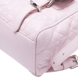 Dior Light Pink Cannage Leather Small Lucky Badge Stardust Backpack