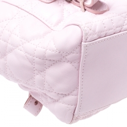 Dior Light Pink Cannage Leather Small Lucky Badge Stardust Backpack