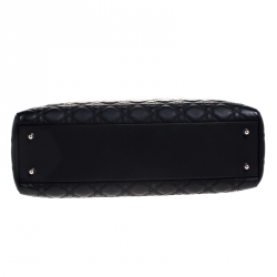 مملوكة مسبقًا حقيبة يد ديور شوبر كبيرة جلد ناعمة كاناج سوداء