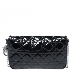 مملوكة مسبقًا Dior Black Patent Leather Chain Clutch