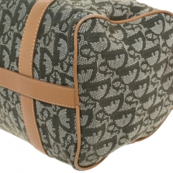 Pre Owned Dior Green/Beige Diorissimo Canvas and Leather Boston Bag