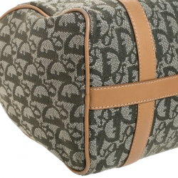 Pre Owned Dior Green/Beige Diorissimo Canvas and Leather Boston Bag