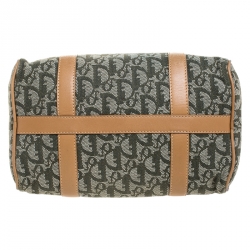 Pre Owned Dior Green/Beige Diorissimo Canvas and Leather Boston Bag