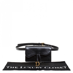 Pre Owned Dior Black Leather Saddle Belt Bag