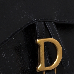 Pre Owned Dior Black Leather Saddle Belt Bag