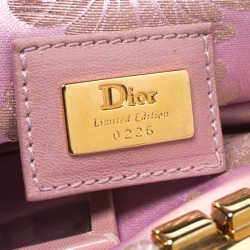 Pre Owned Dior Gold/Pink Embroidered Satin Limited Edition 0226 Mini Saddle Bag
