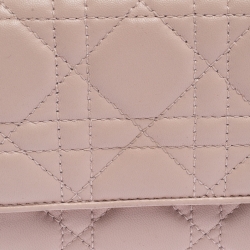 مملوكة مسبقًا Dior Pink Quilted Cannage Leather Lady Dior Wallet on Chain