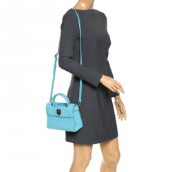Pre Owned Dior Light Blue Leather Mini Diorever Bag