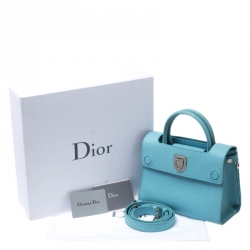 Pre Owned Dior Light Blue Leather Mini Diorever Bag