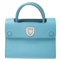 Pre Owned Dior Light Blue Leather Mini Diorever Bag