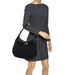 Pre Owned Dior Black Diorissimo Canvas and Leather Hobo