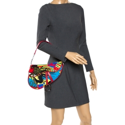 Pre Owned Dior Multicolor Fabric Bob Marley Saddle Bag