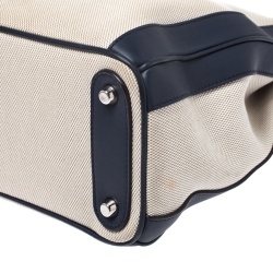 Pre Owned حقيبة يد ديور شوبر ديوريسيمو جلد وكانفاس زرقاء/ كريمية كبيرة