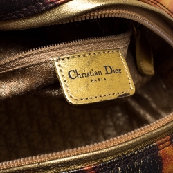 Pre Owned Dior Metallic Gold/Orange Printed Leather Gambler Dice Bowling Bag